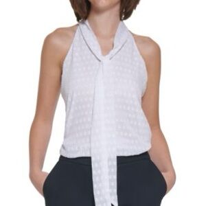 Calvin Klein White Textured Sleeveless Top